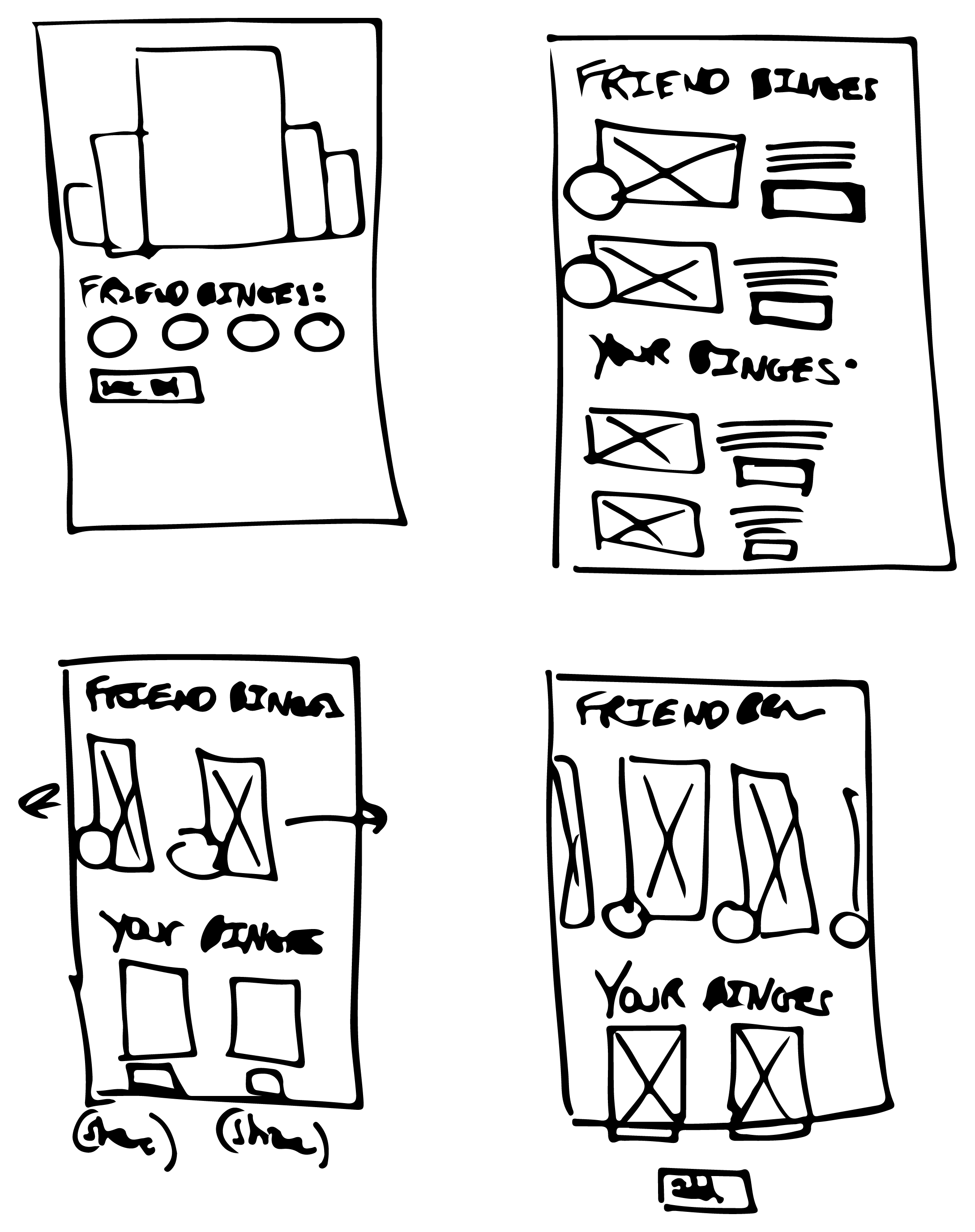 Sketch sheet refining home, friend binges, and binge list patterns